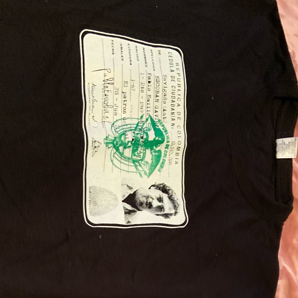 Pablo Escobar tee shirts with Passport logo